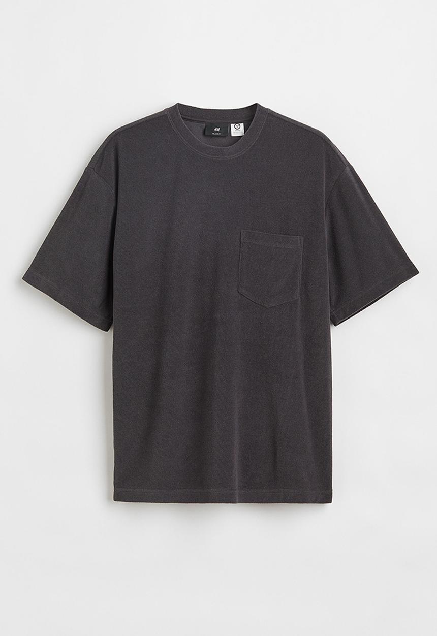 H&M - Relaxed fit terry T-shirt - dark grey