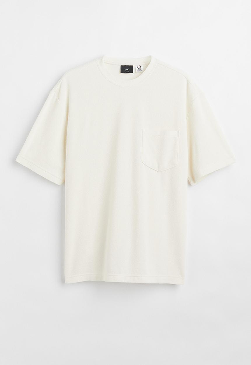 H&M - Relaxed fit terry T-shirt - cream
