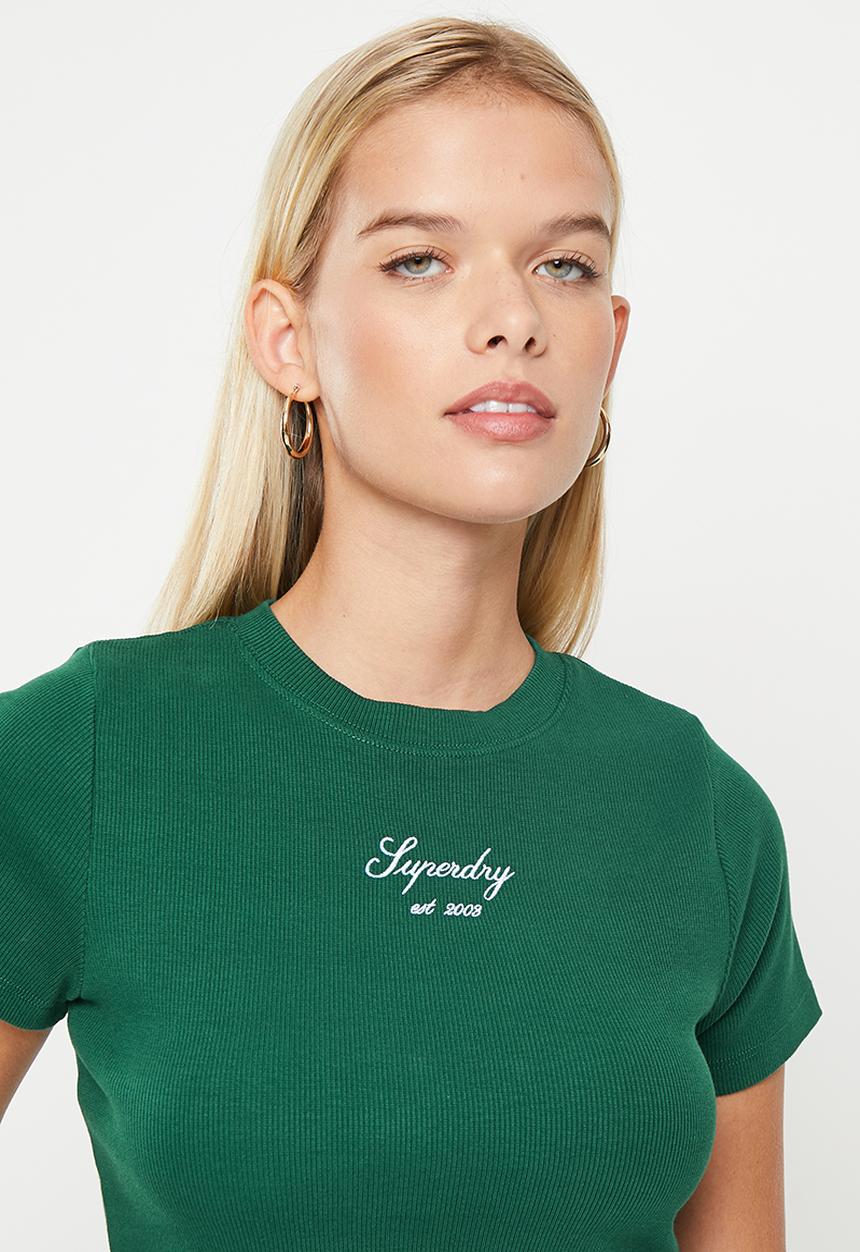 Superdry. - Code sl heritage crop fit tee - mid pine