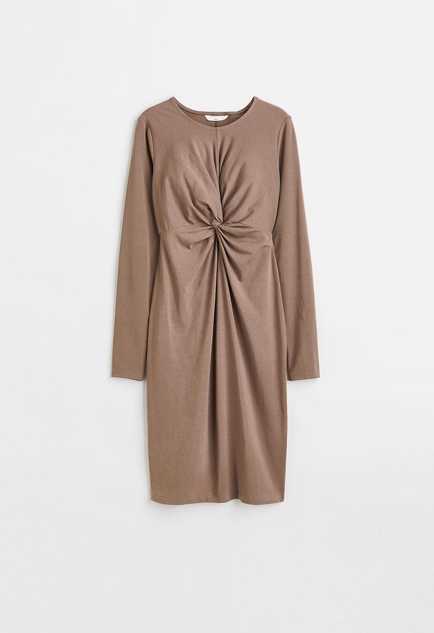 H&M - Mama draped jersey dress - mole 