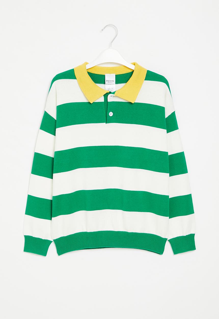 Pop Candy - Stripe jersey with collar - green