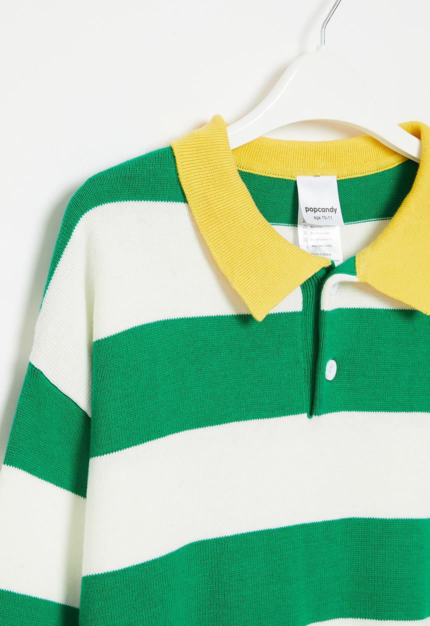 Pop Candy - Stripe jersey with collar - green