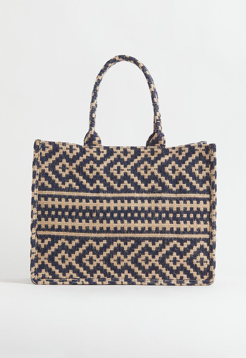 H&M - Jacquard-weave handbag - dark blue/patterned