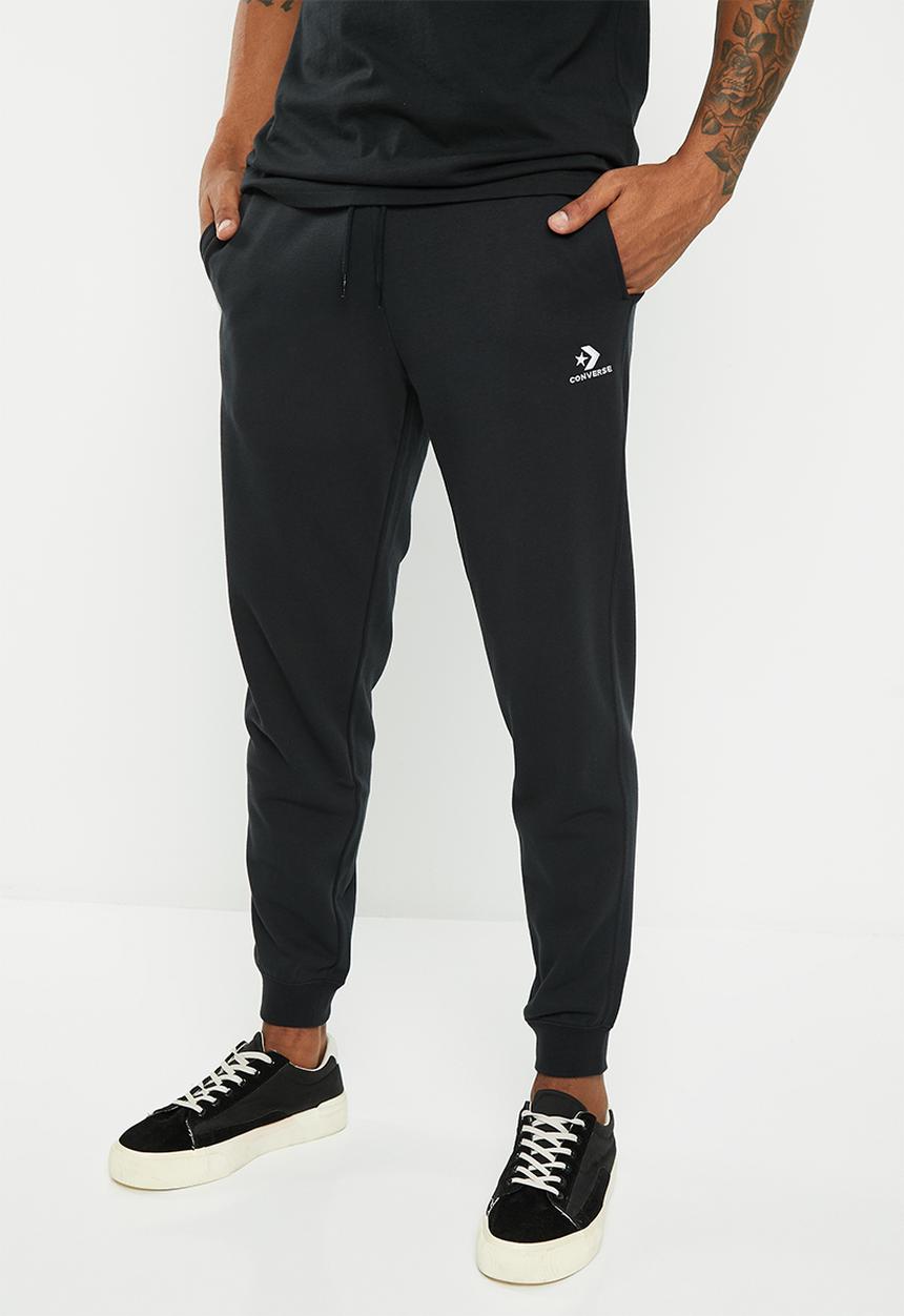 Converse - Converse embroidered star chevron french terry sweatpants- black