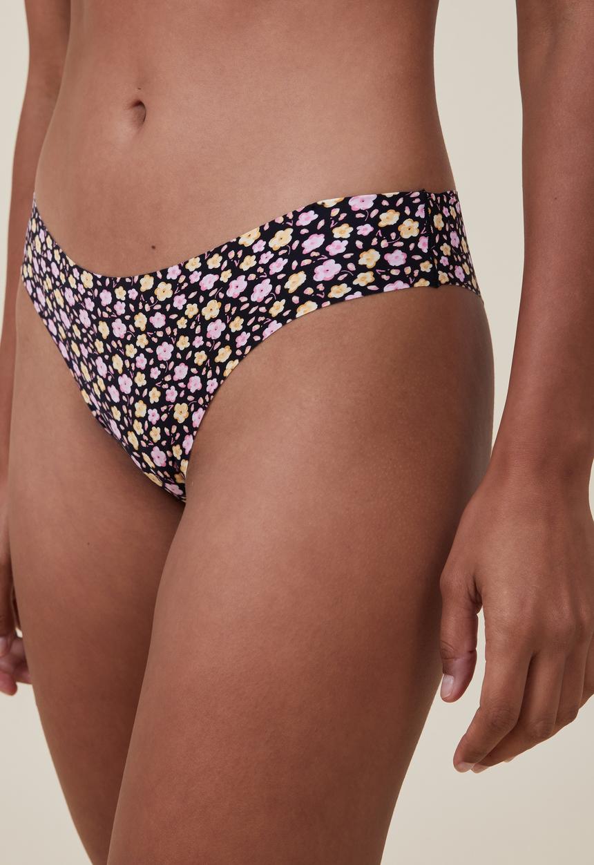 Cotton On - The invisible brasiliano brief - tiny ditsy floral pink black