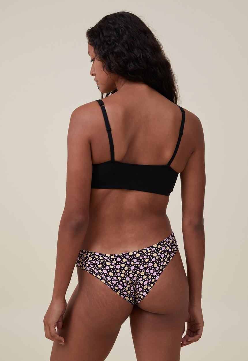 Cotton On - The invisible brasiliano brief - tiny ditsy floral pink black