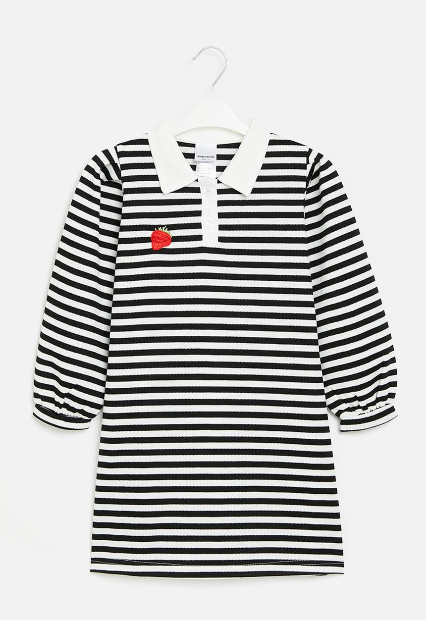 Pop Candy - Stripe golfer dress - black & white