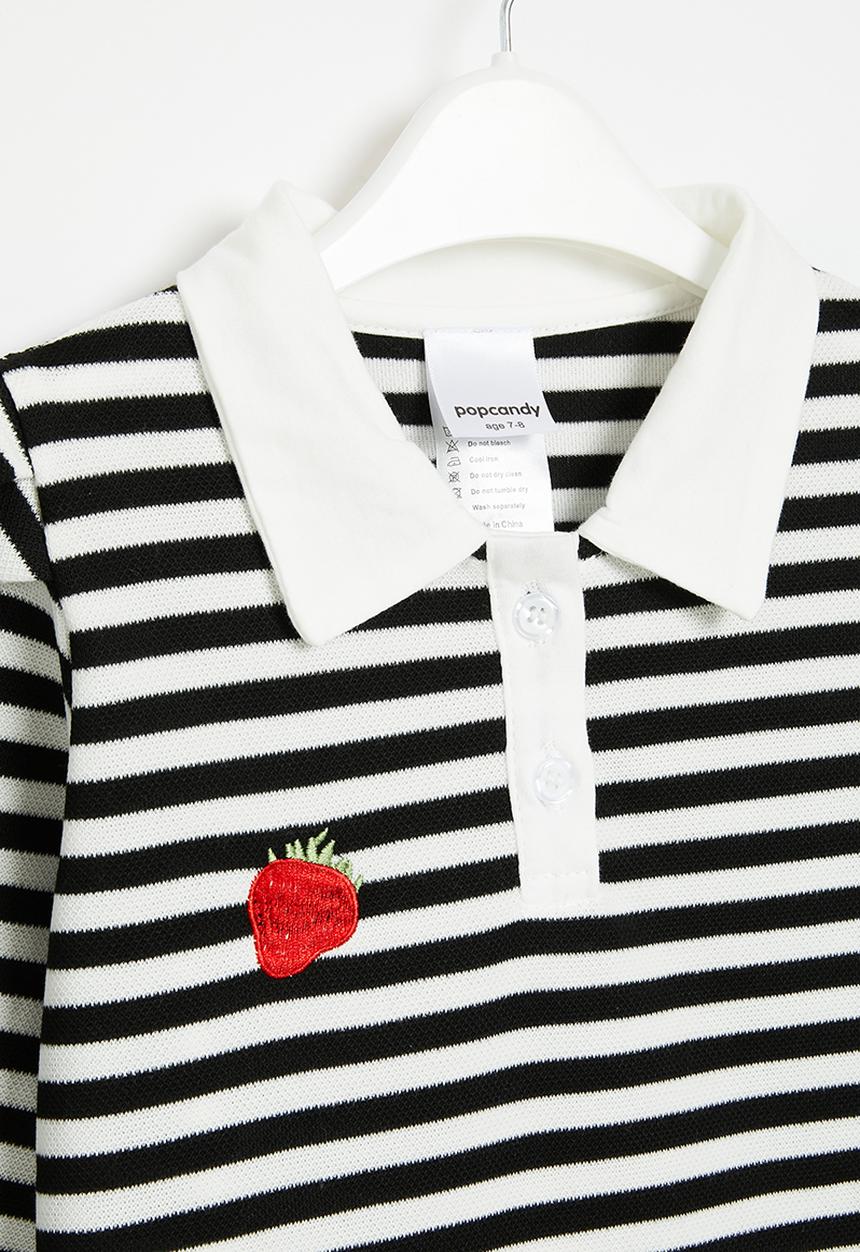 Pop Candy - Stripe golfer dress - black & white