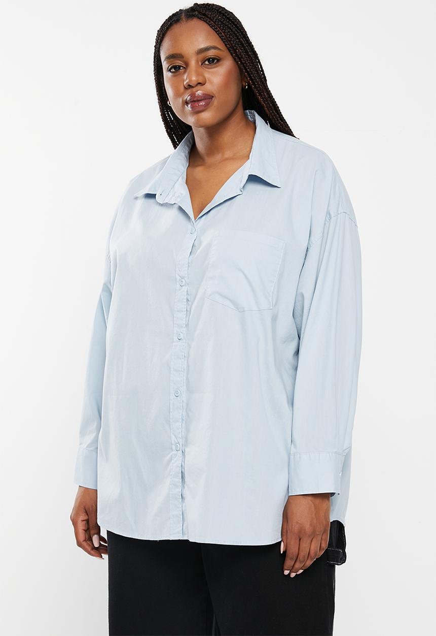 Cotton On - Curve dad shirt - shoreline blue