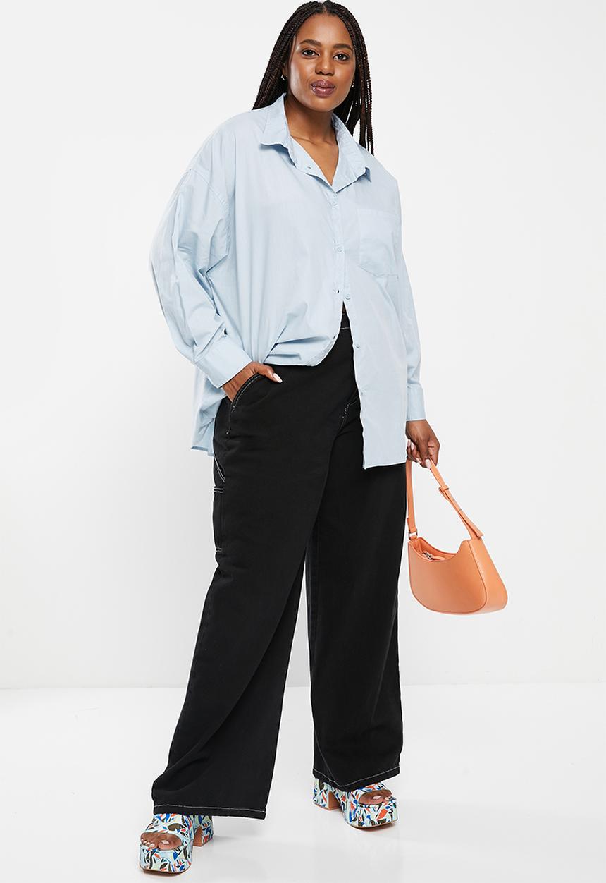 Cotton On - Curve dad shirt - shoreline blue