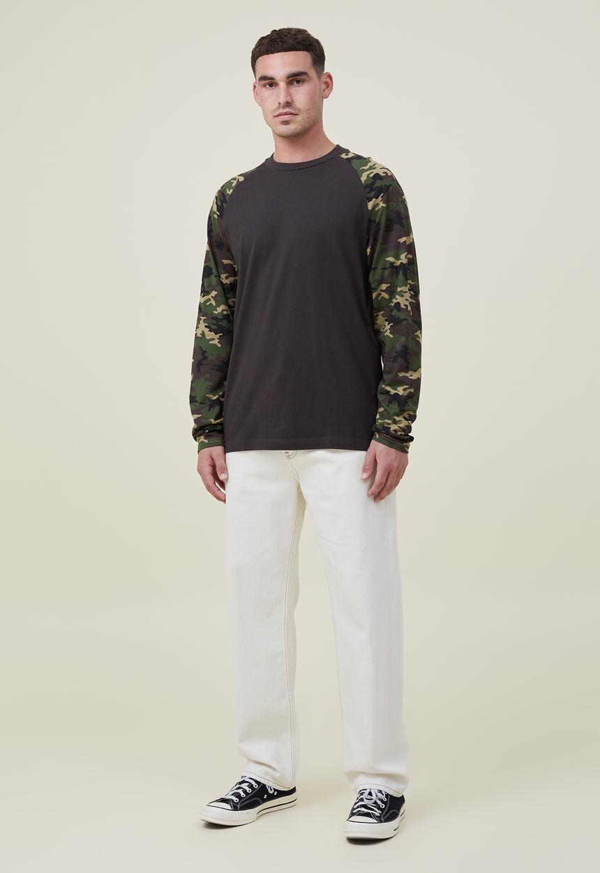 Cotton On - Raglan long sleeve T-Shirt - black/camo 