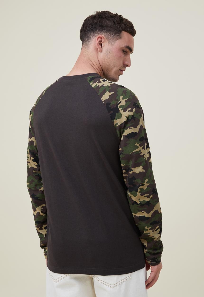 Cotton On - Raglan long sleeve T-Shirt - black/camo 