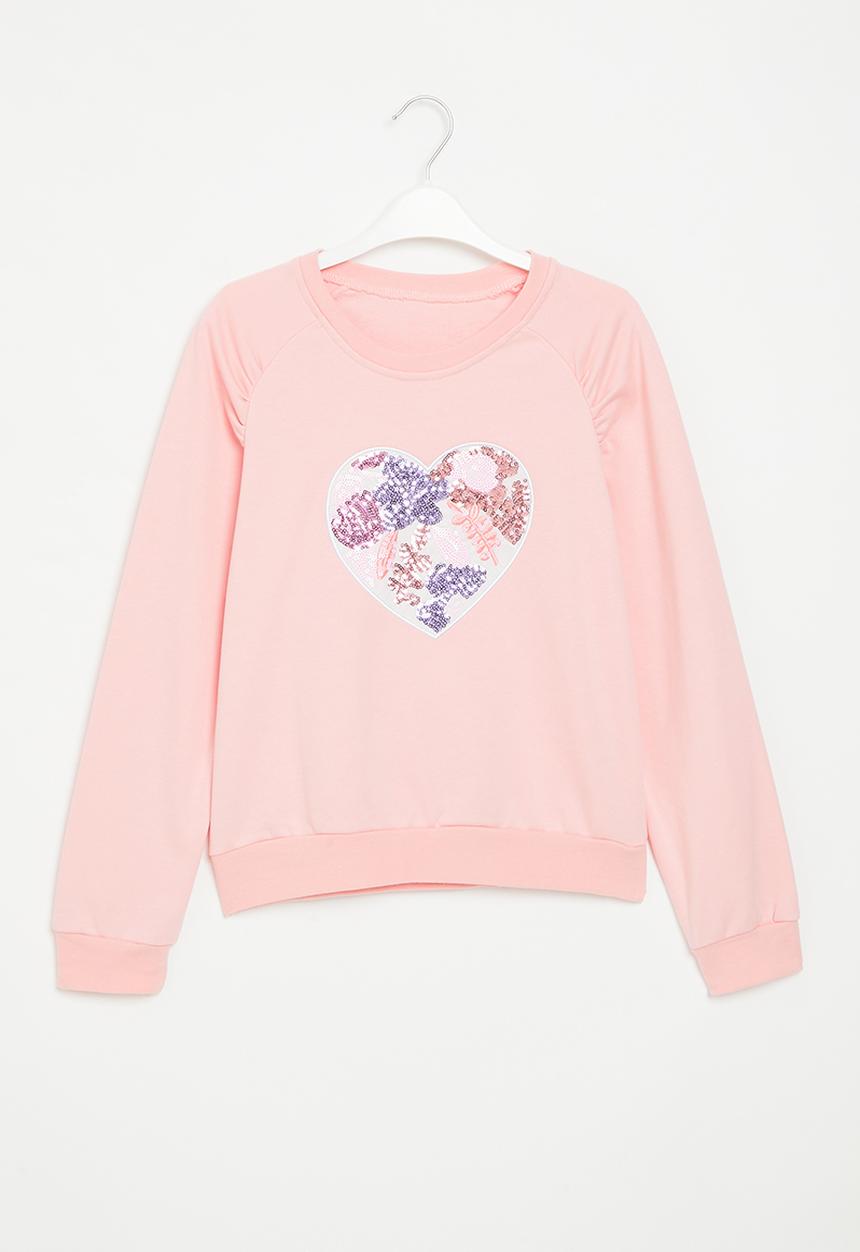 Pop Candy - Girls heart sweatshirt - pink