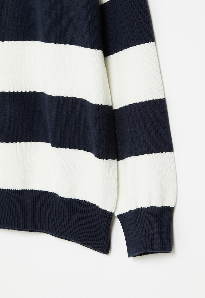 Pop Candy - Stripe jersey with collar - navy