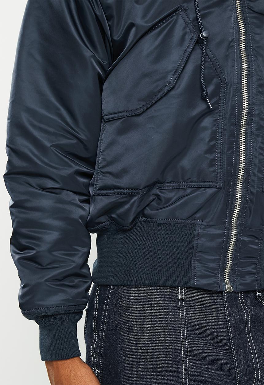 Alpha Industries - 45p hooded custom black fur - rep blue