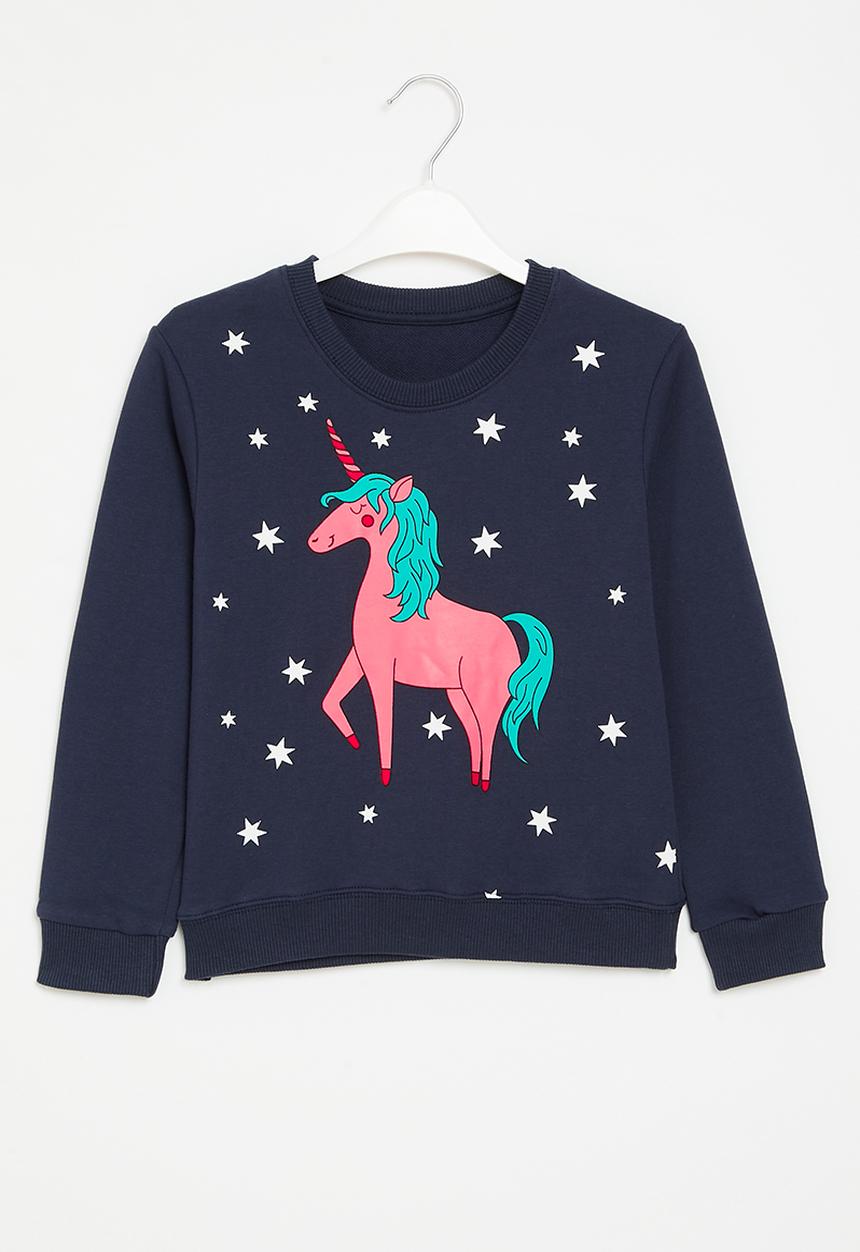 Pop Candy - Girls unicorn sweatshirt - navy
