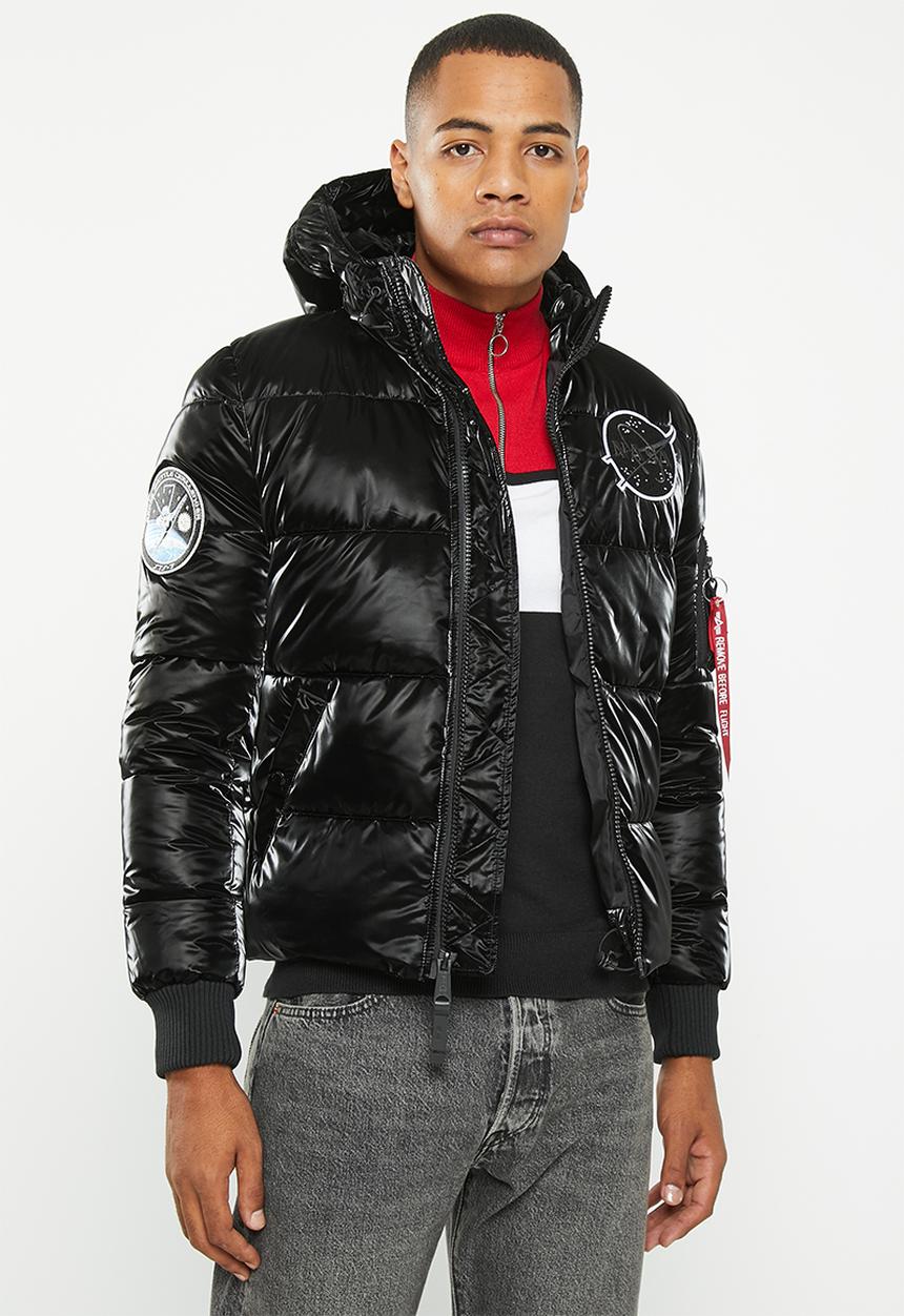 Alpha Industries - Ma-1 hooded puffer fur hood metallic nylon - black