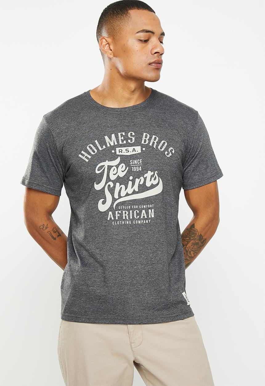 Holmes Bro's - African T-shirts short sleeve tee - charcoal melange