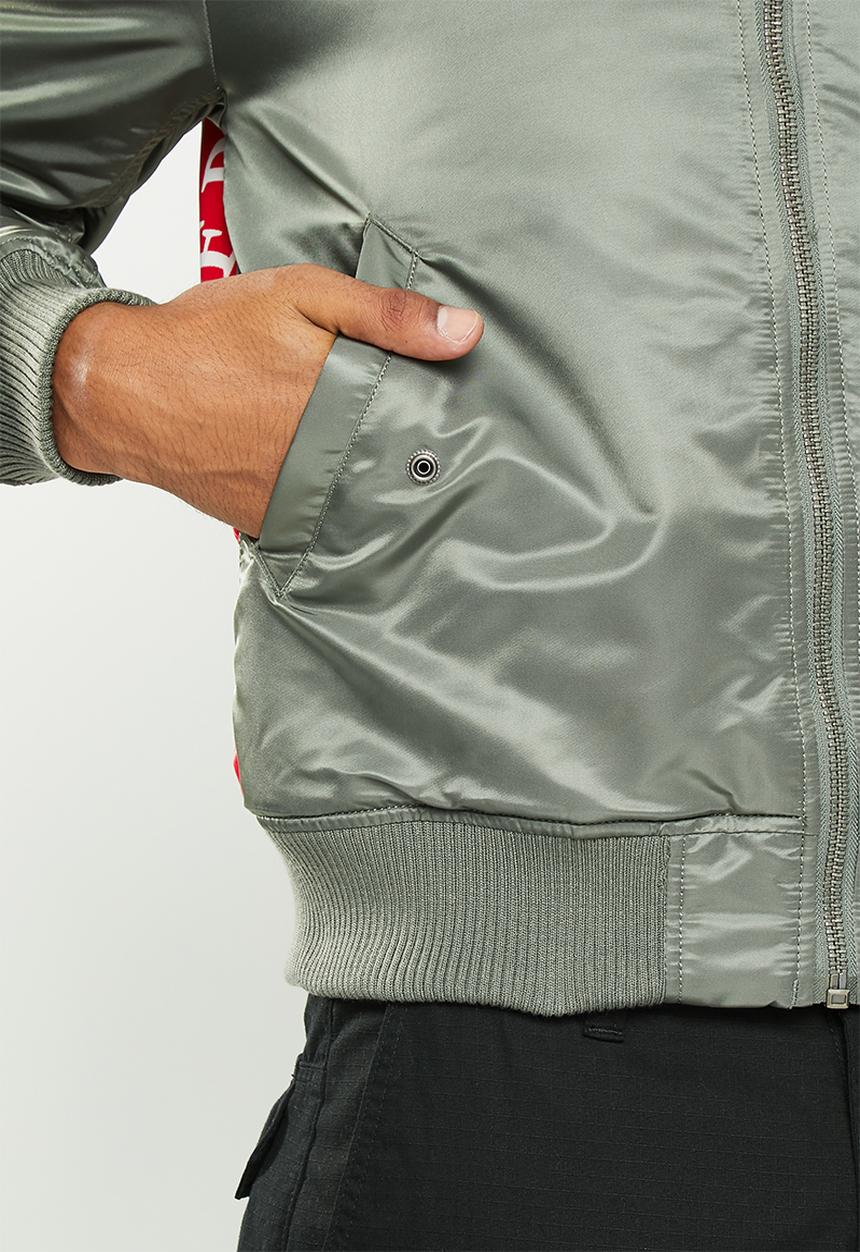 Alpha Industries - Ma-1 vf  fighter squad reversible back print - vintage green