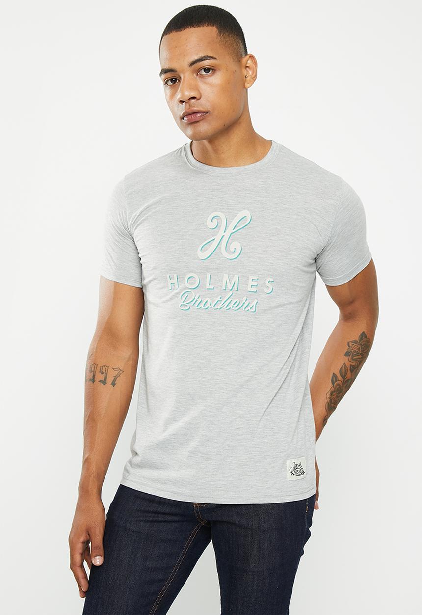 Holmes Bro's - Label shadow short sleeve tee - dirty grey melange
