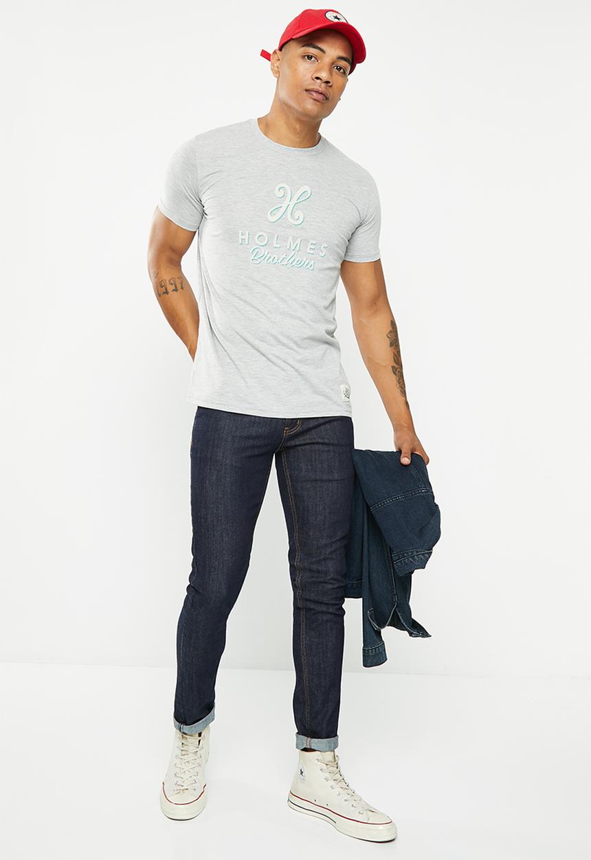 Holmes Bro's - Label shadow short sleeve tee - dirty grey melange