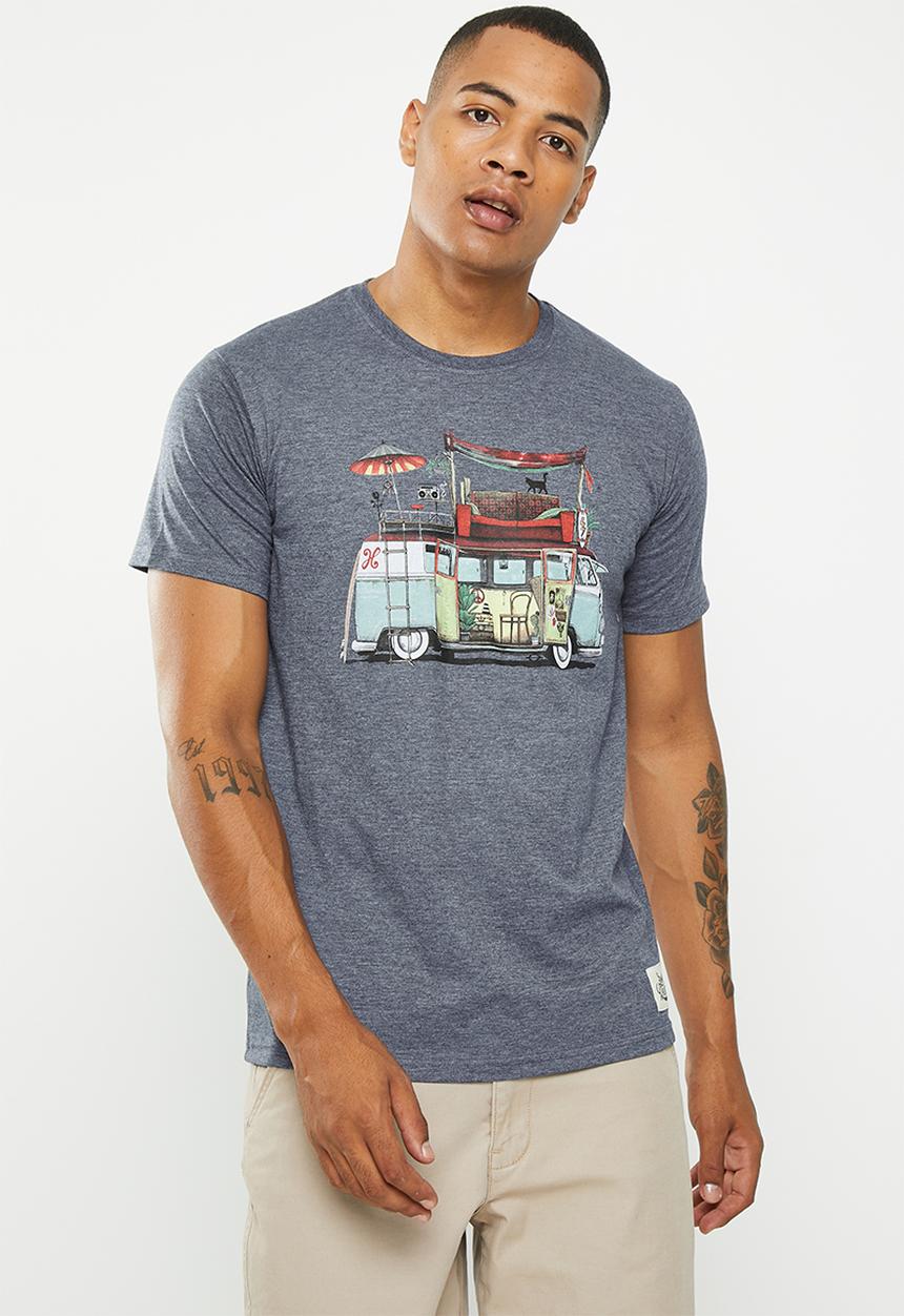 Holmes Bro's - Delux combi short sleeve tee - pewter melange