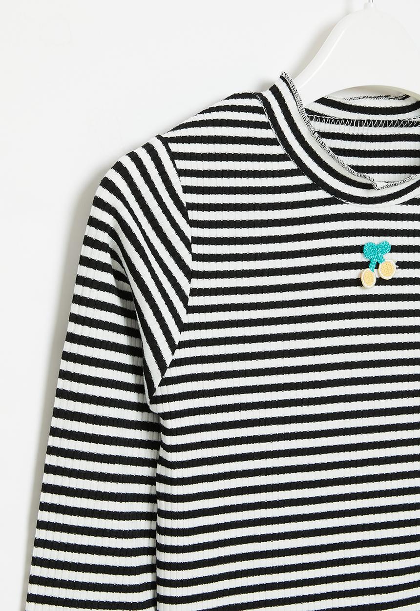 Pop Candy - Girls stripe top - black & white