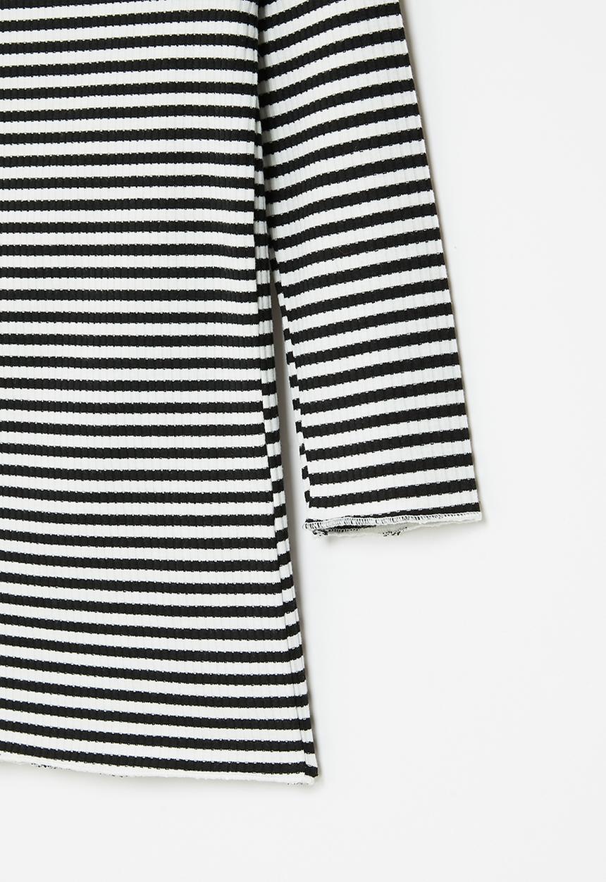 Pop Candy - Girls stripe top - black & white