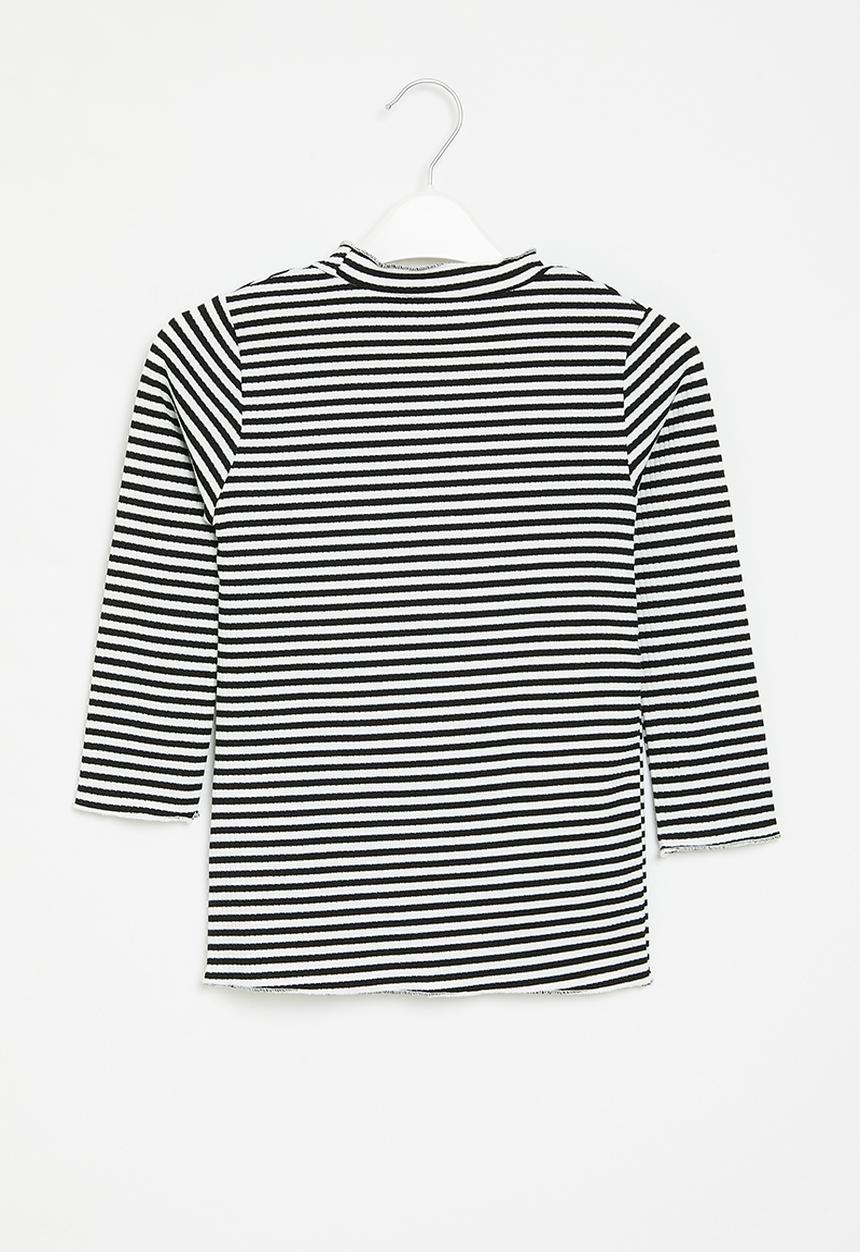 Pop Candy - Girls stripe top - black & white