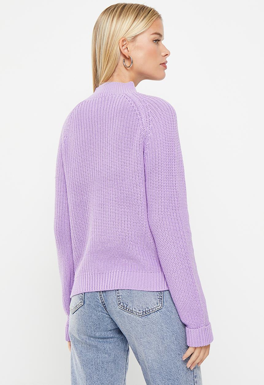 Noisy May - Siesta long sleeve high neck cropped knit - purple rose