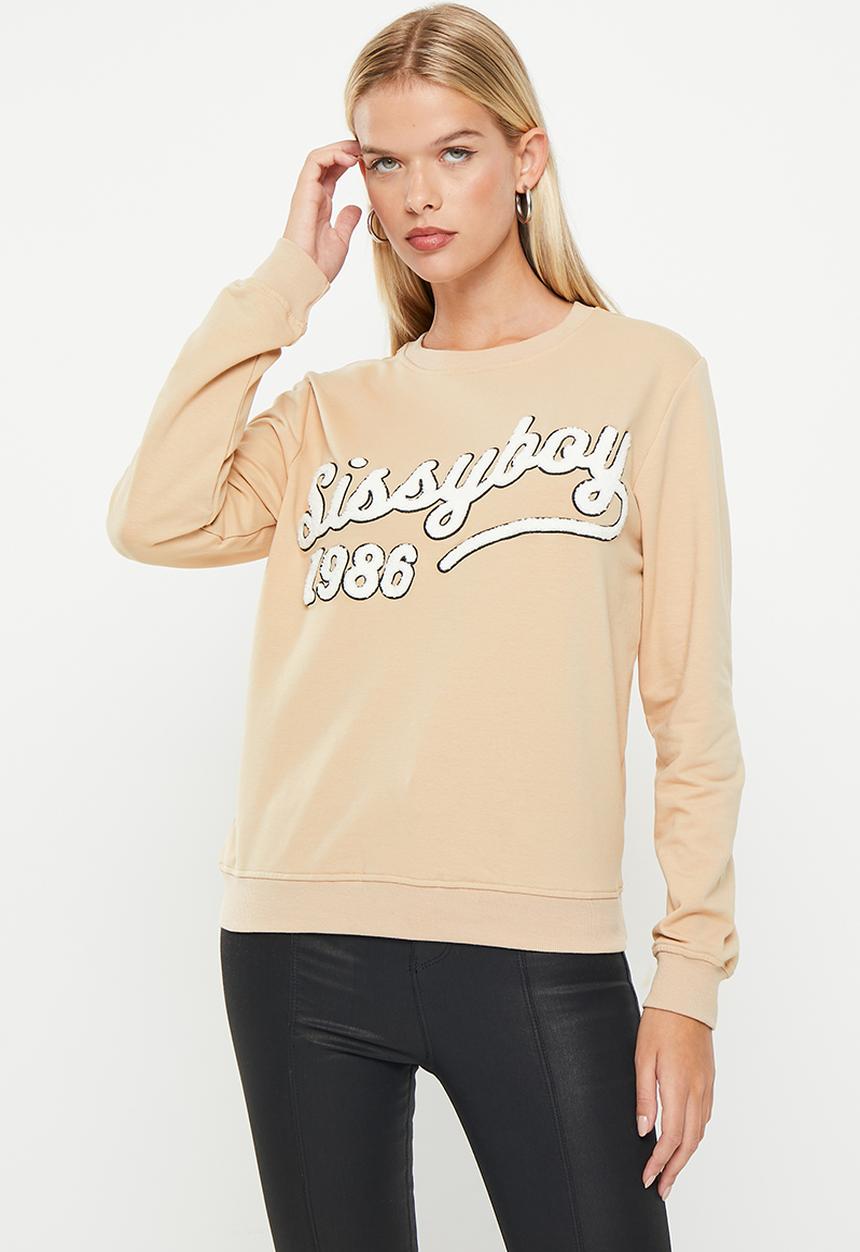 SISSY BOY - Aero: crew neck sweat top with long sleeves - stone