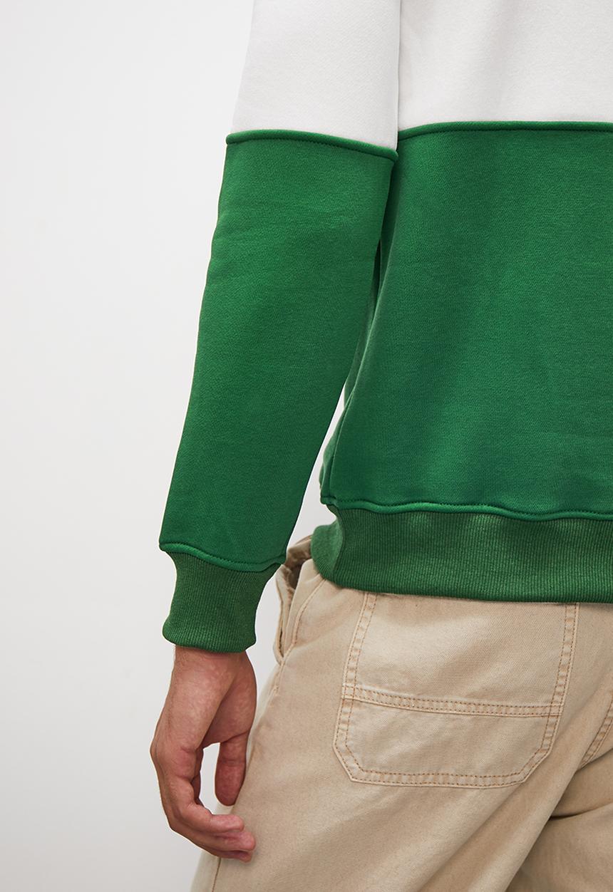 Superbalist - Colourblock crew sweat top - green & grey melange