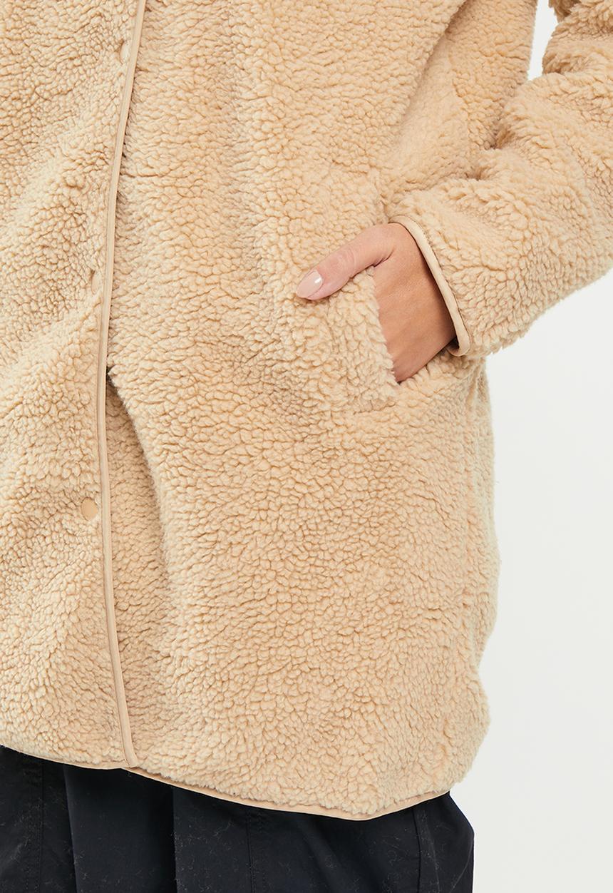 Noisy May - Kian long sleeve long teddy jacket  - irish cream