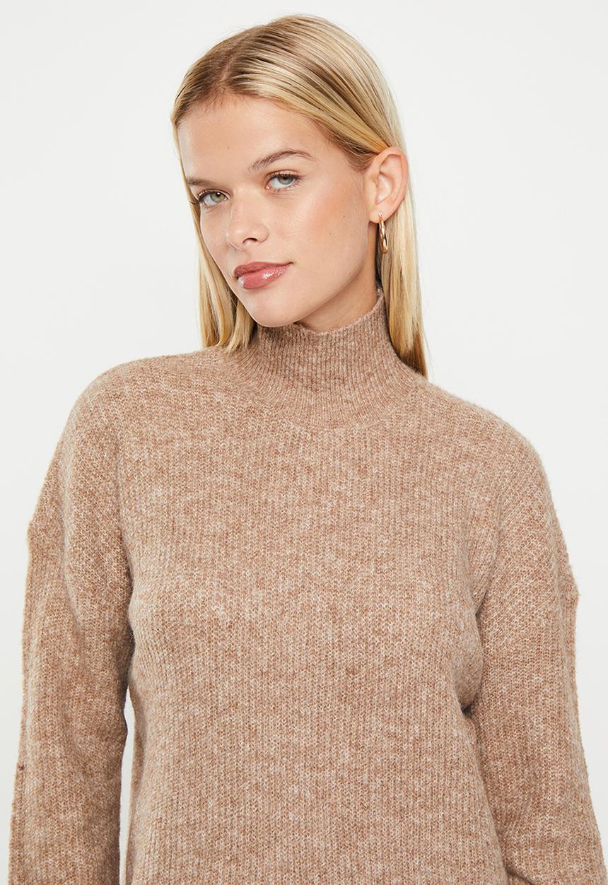 Noisy May - Mali long sleeve high neck knit dress  - irish cream