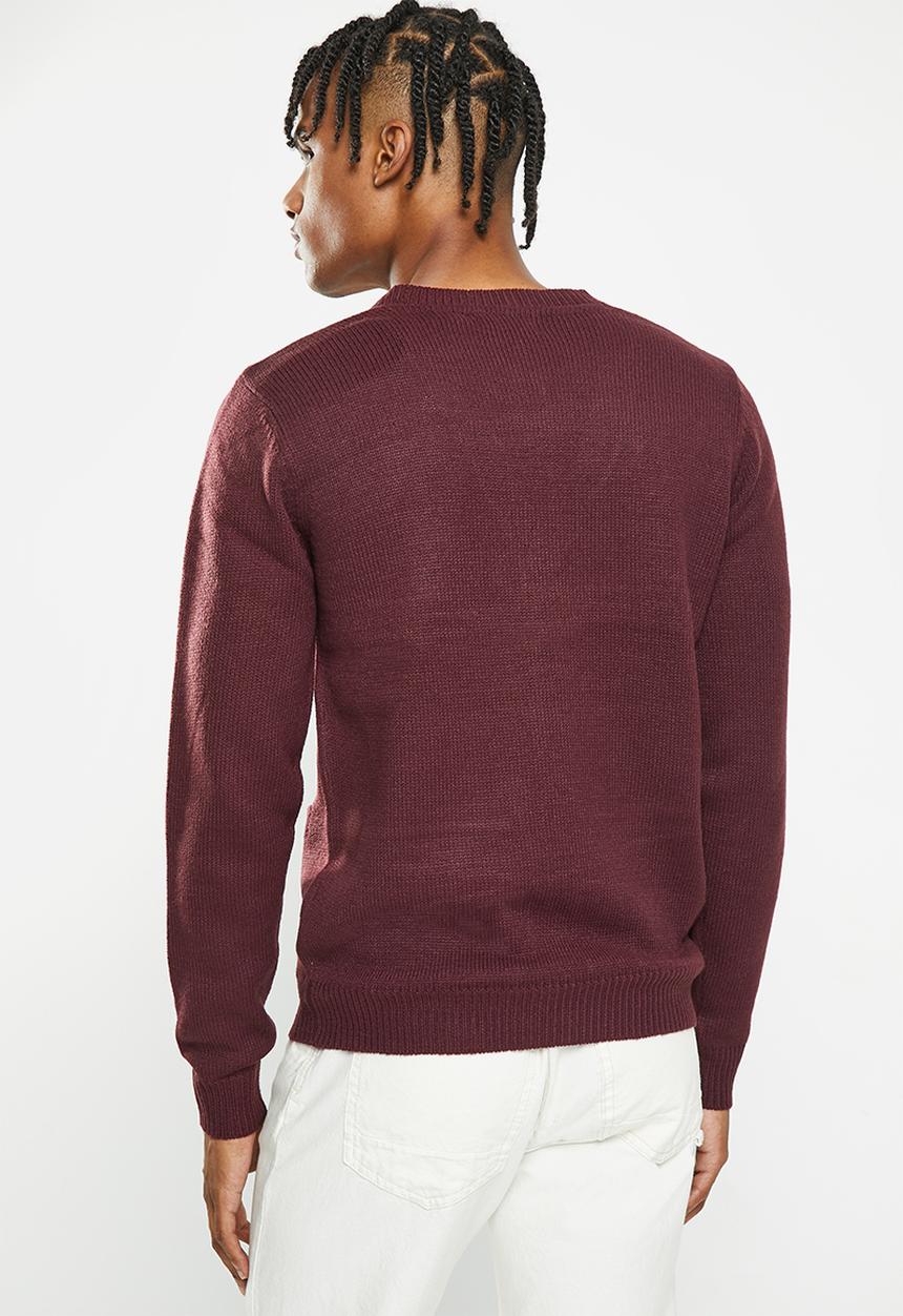 Brave Soul - Septimus knitwear - deep maroon
