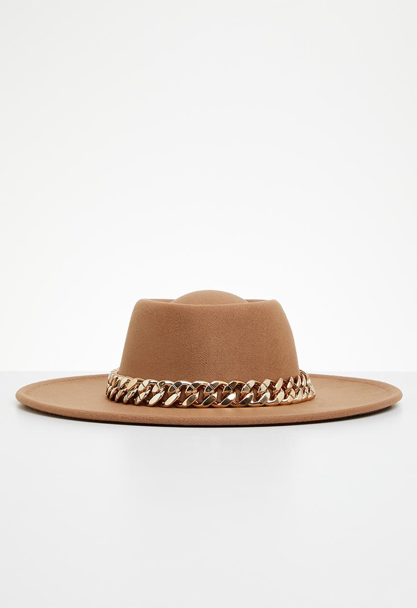 edit - Chain trim fedora - tan