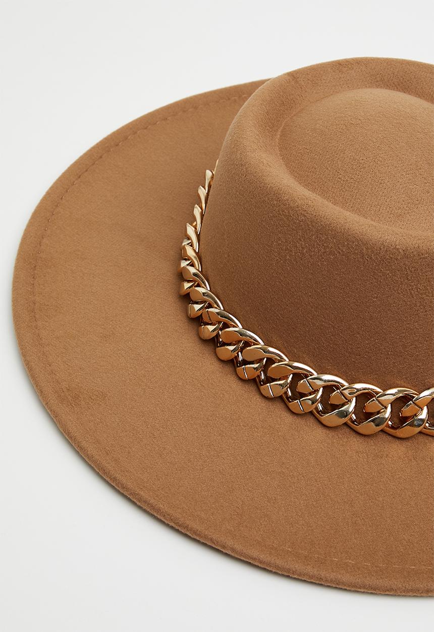 edit - Chain trim fedora - tan