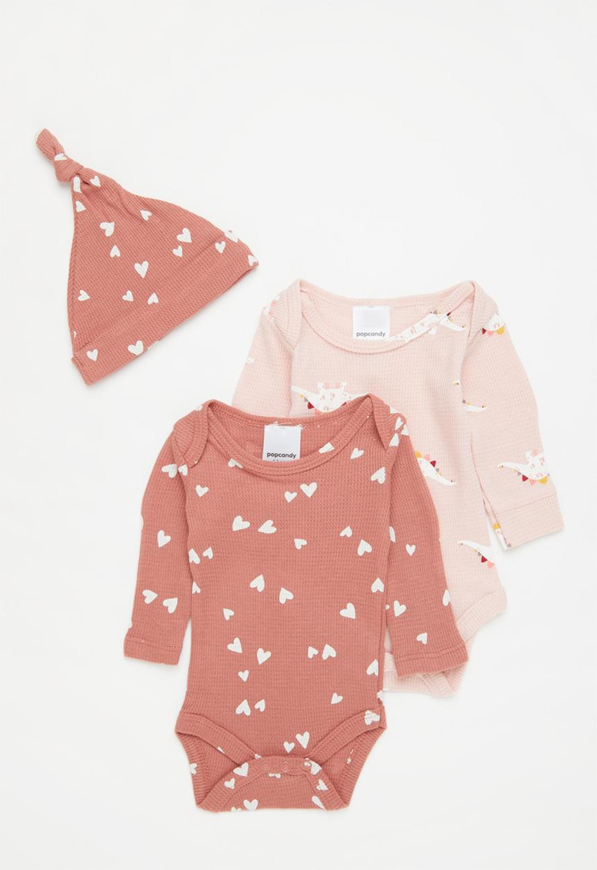 Pop Candy - 2 Pack babygrow & beanie set - pink