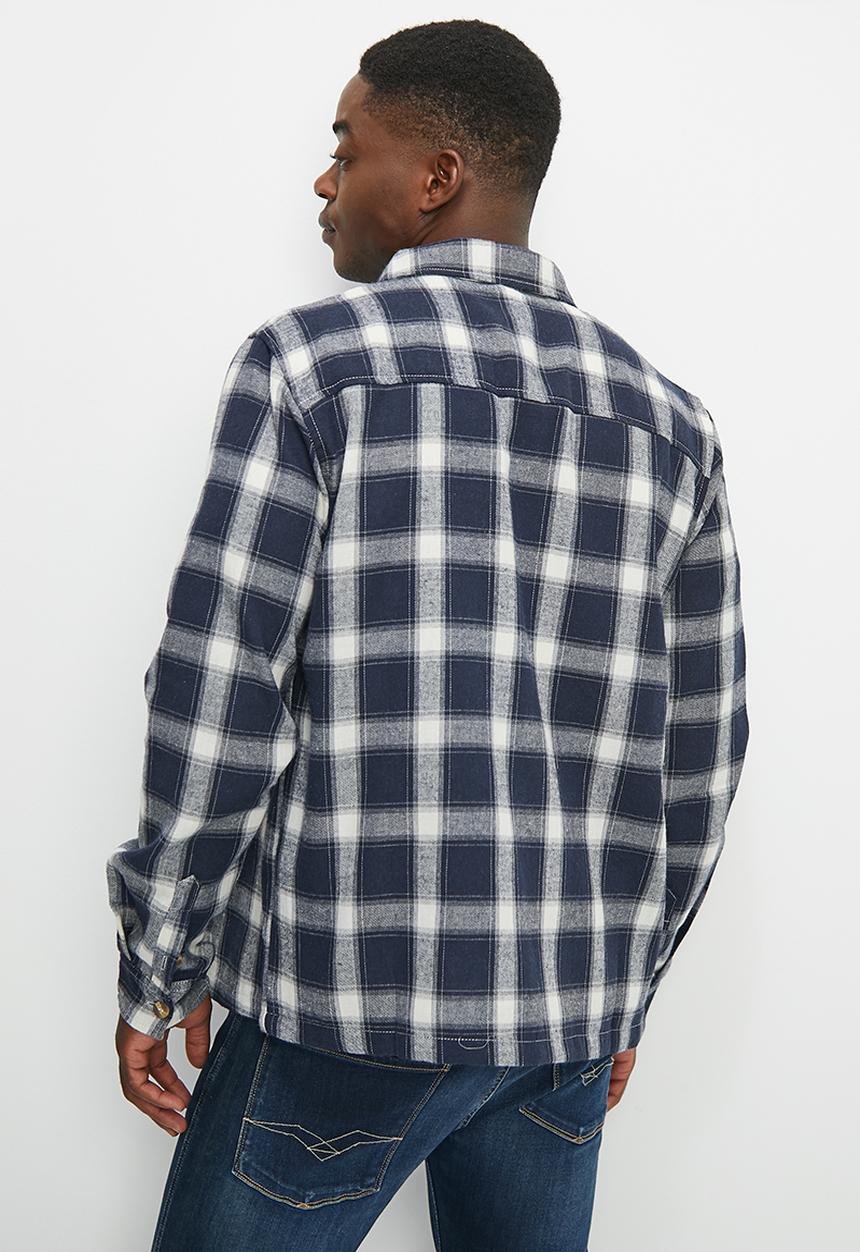 Lark & Crosse - Pocket detail check shirt - navy multi