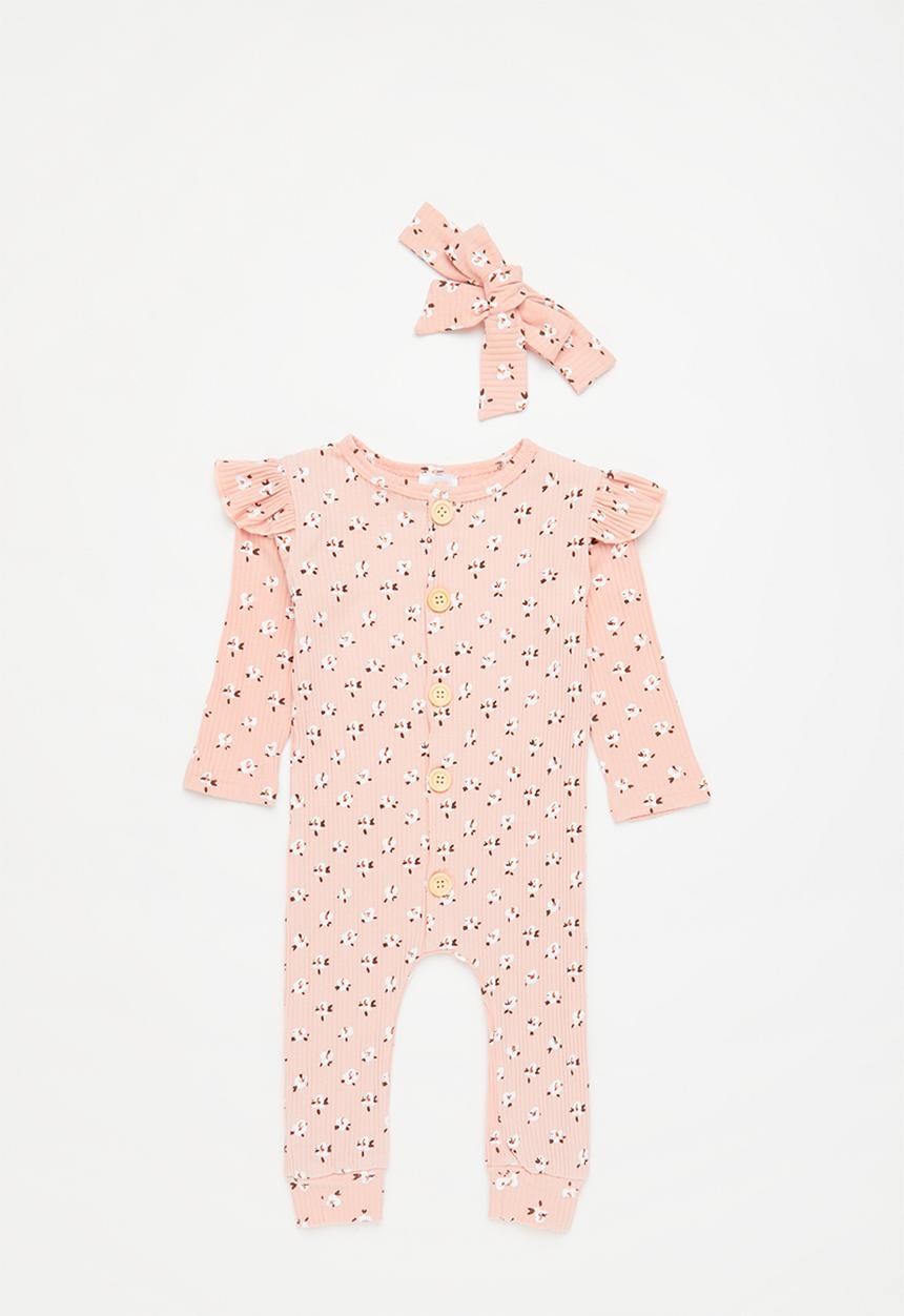 Pop Candy - Printed romper & headband set - pink