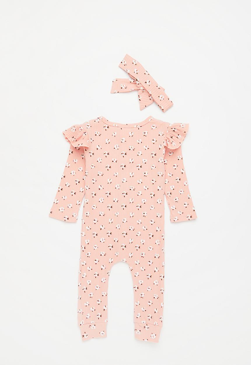 Pop Candy - Printed romper & headband set - pink