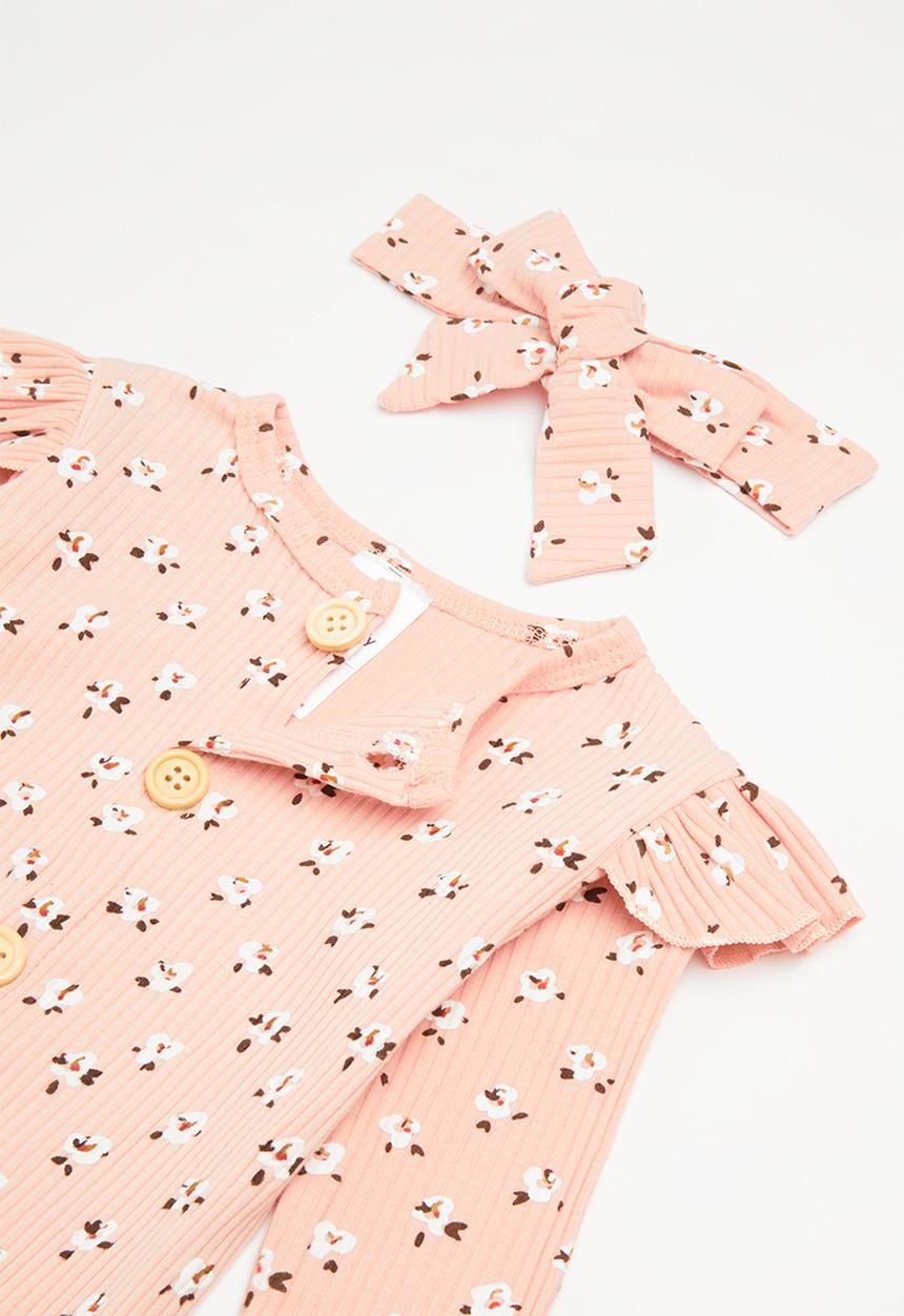 Pop Candy - Printed romper & headband set - pink