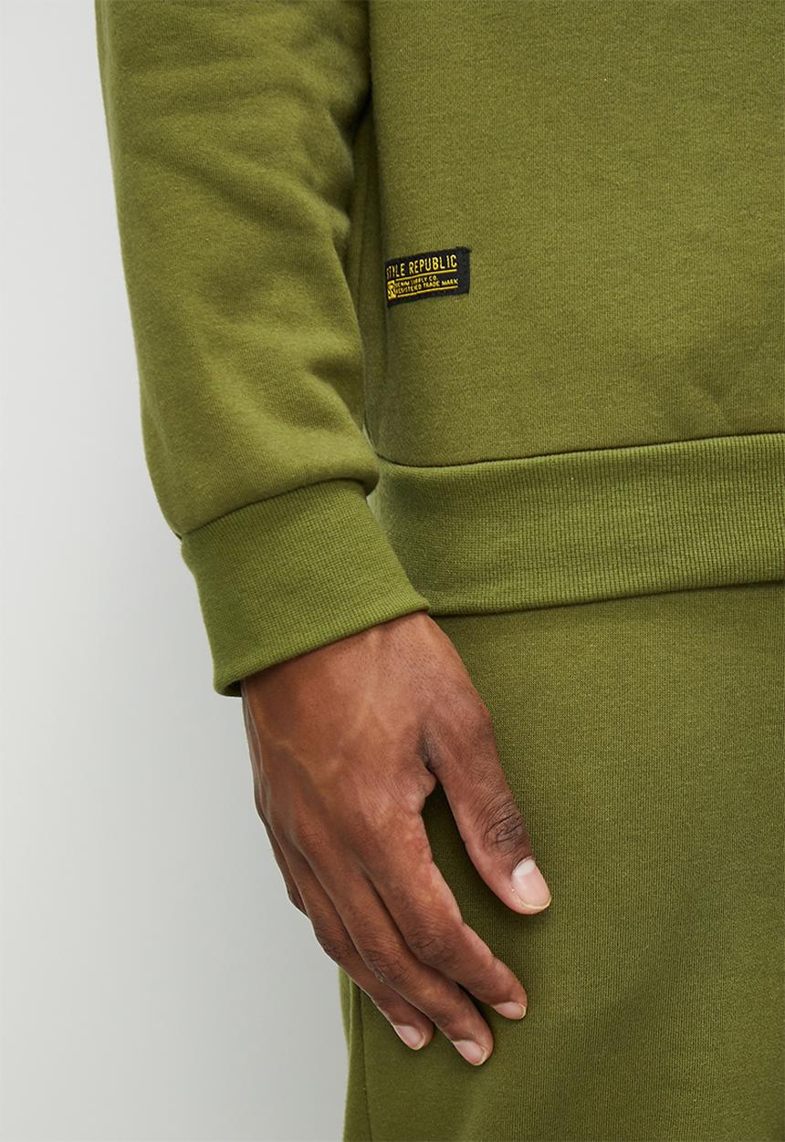 STYLE REPUBLIC - Branded pullover crew neck sweat - khaki