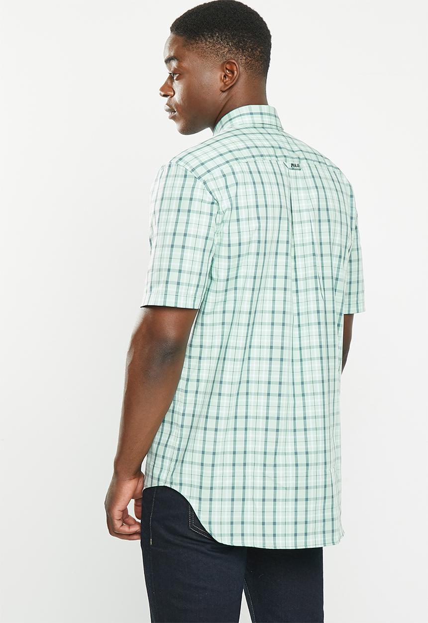 POLO - Men check short sleeve shirt  - aqua