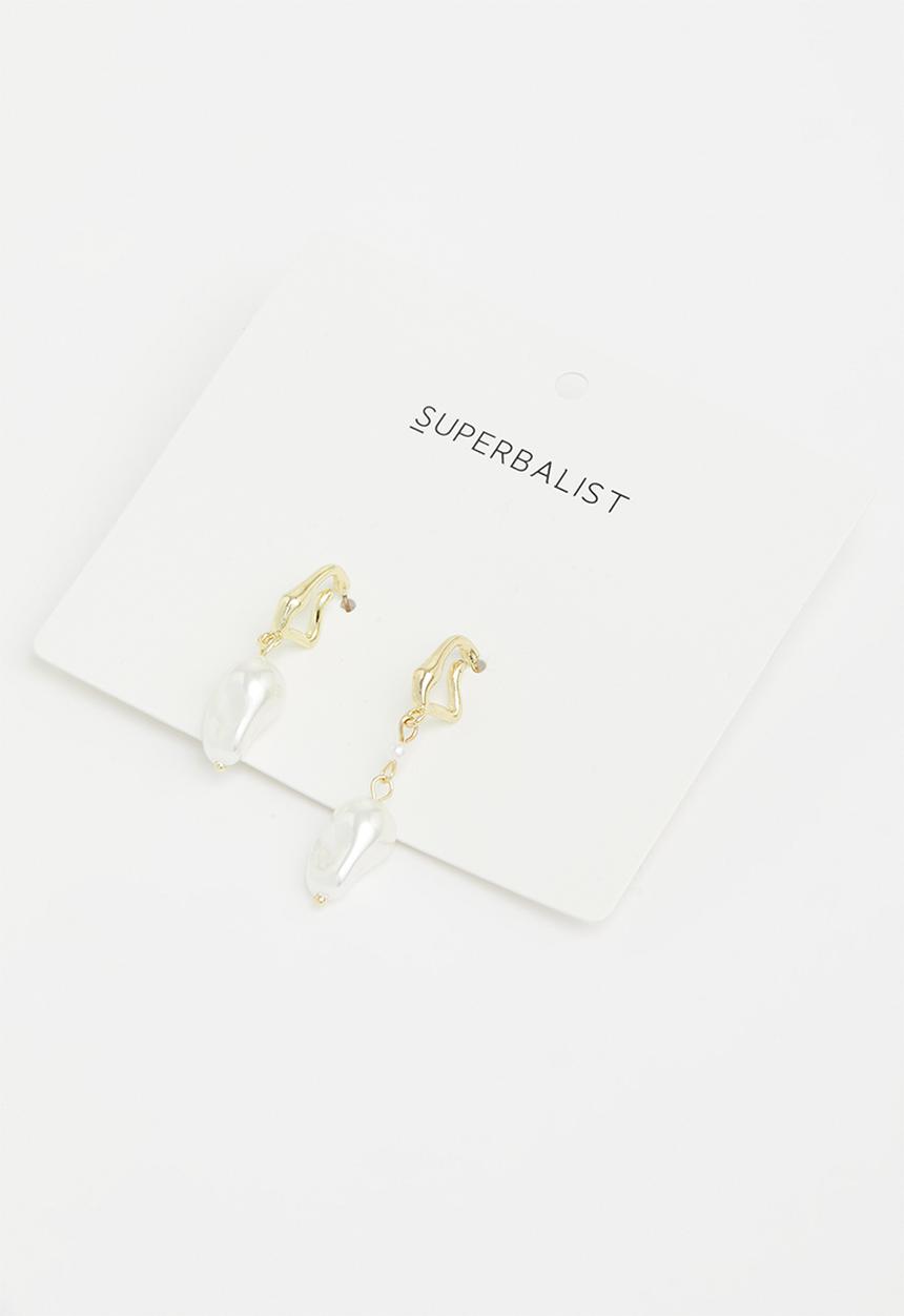 Superbalist - Lisa faux pearl earrings- gold & cream