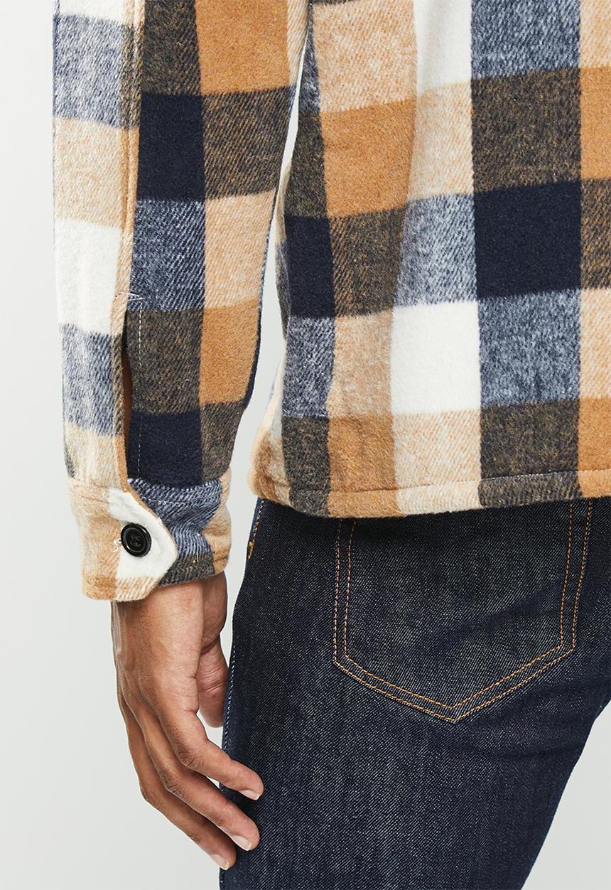 Brave Soul - Daegu shirt - ecru/sand/navy check