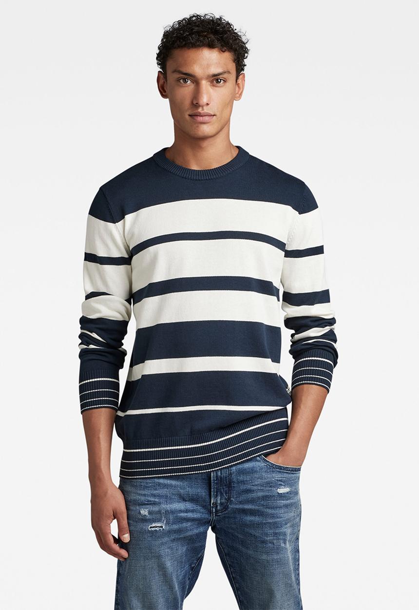 G-STAR - Irregular stripe r knit - salute/milk stripe