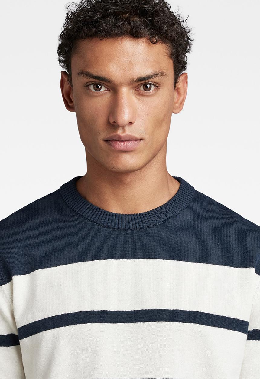 G-STAR - Irregular stripe r knit - salute/milk stripe