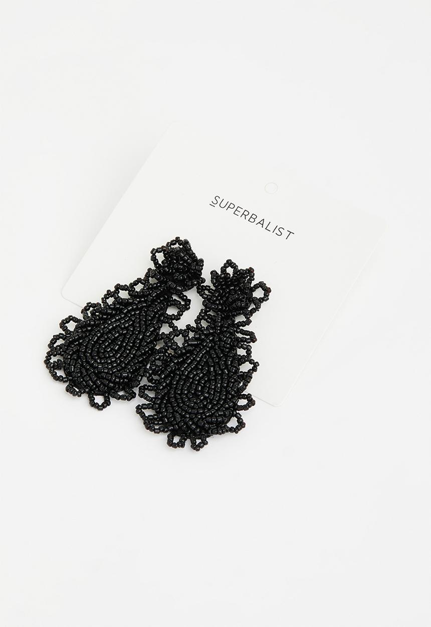 Superbalist - Beaded stud earrings - black
