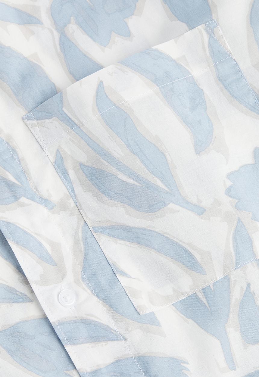 H&M - Cotton shirt regular fit - light blue/tulips